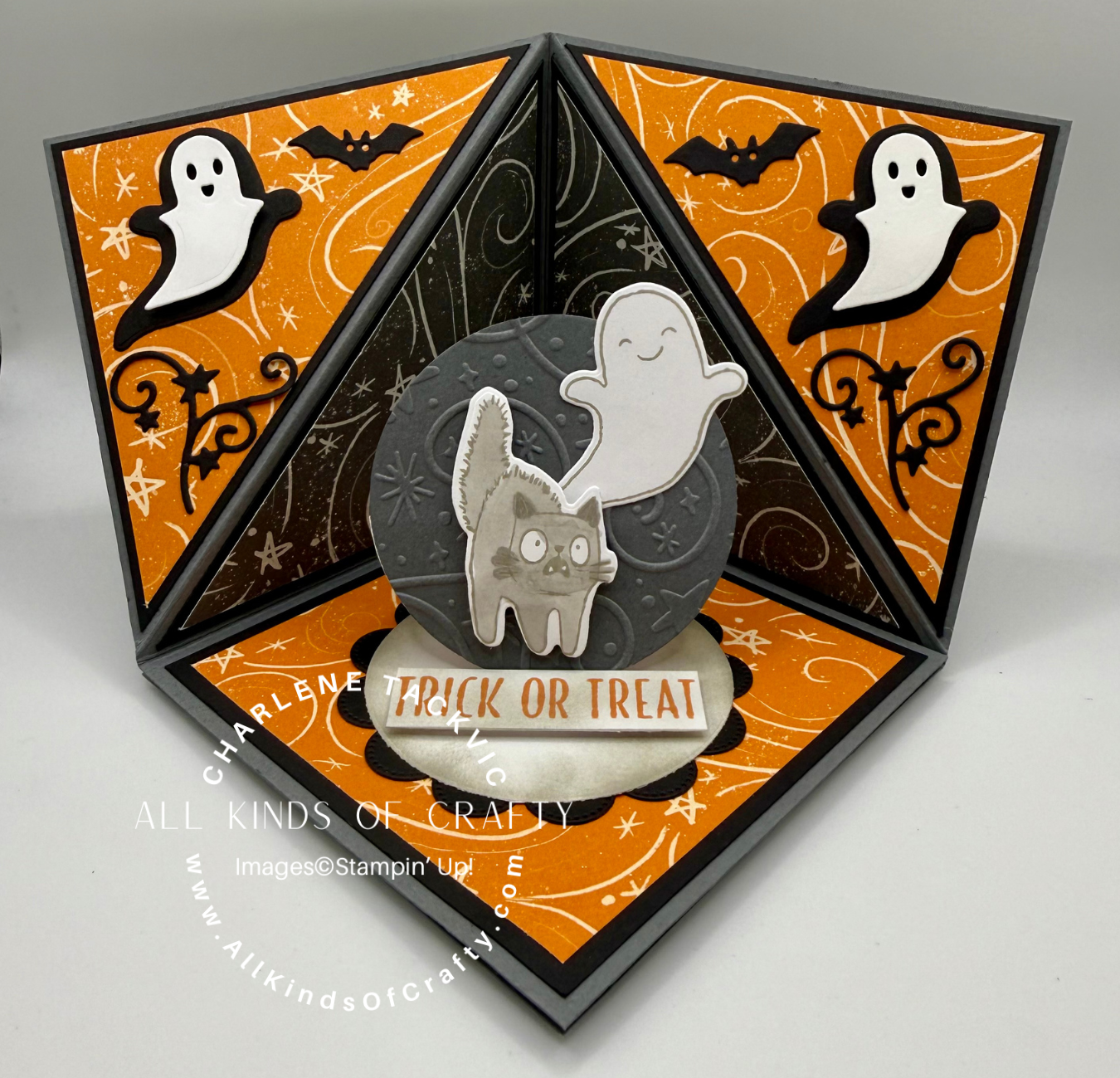 Stampin’ Up! Frightfully Fun Trick or Treat Fun Fold Halloween Card for Amy’s Inkin’ Krew Team Blog Hop