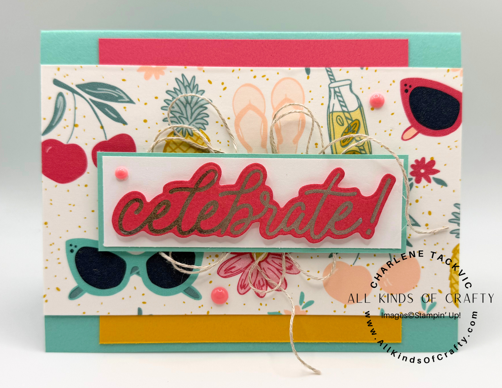 Stampin’ Up! Summer Happiness Celebrate Card for The Happy Inkin’ Krew Thursday Blog Hop