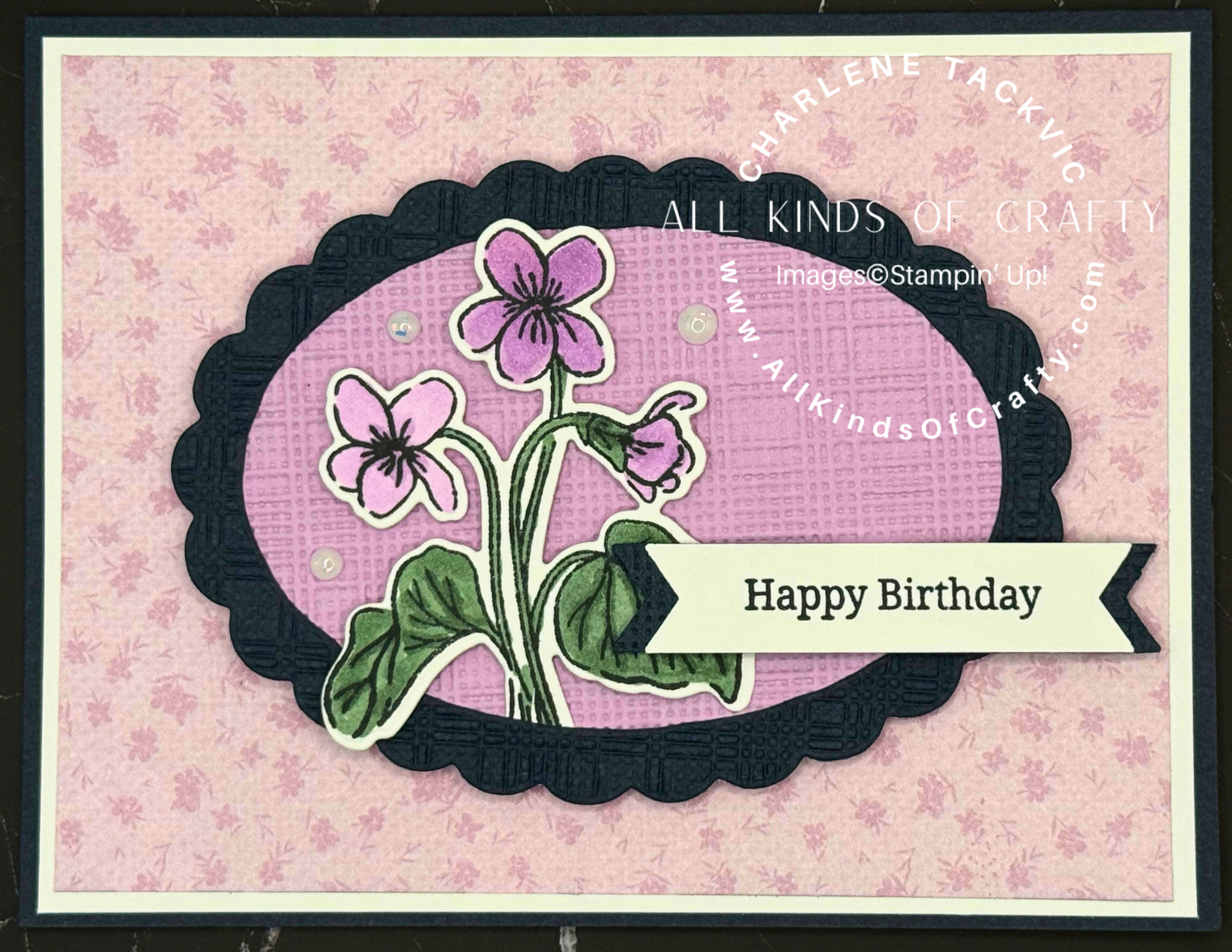 Stampin’ Up! Framed Violets Happy Birthday for The Happy Inkin’ Krew Thursday Blog Hop